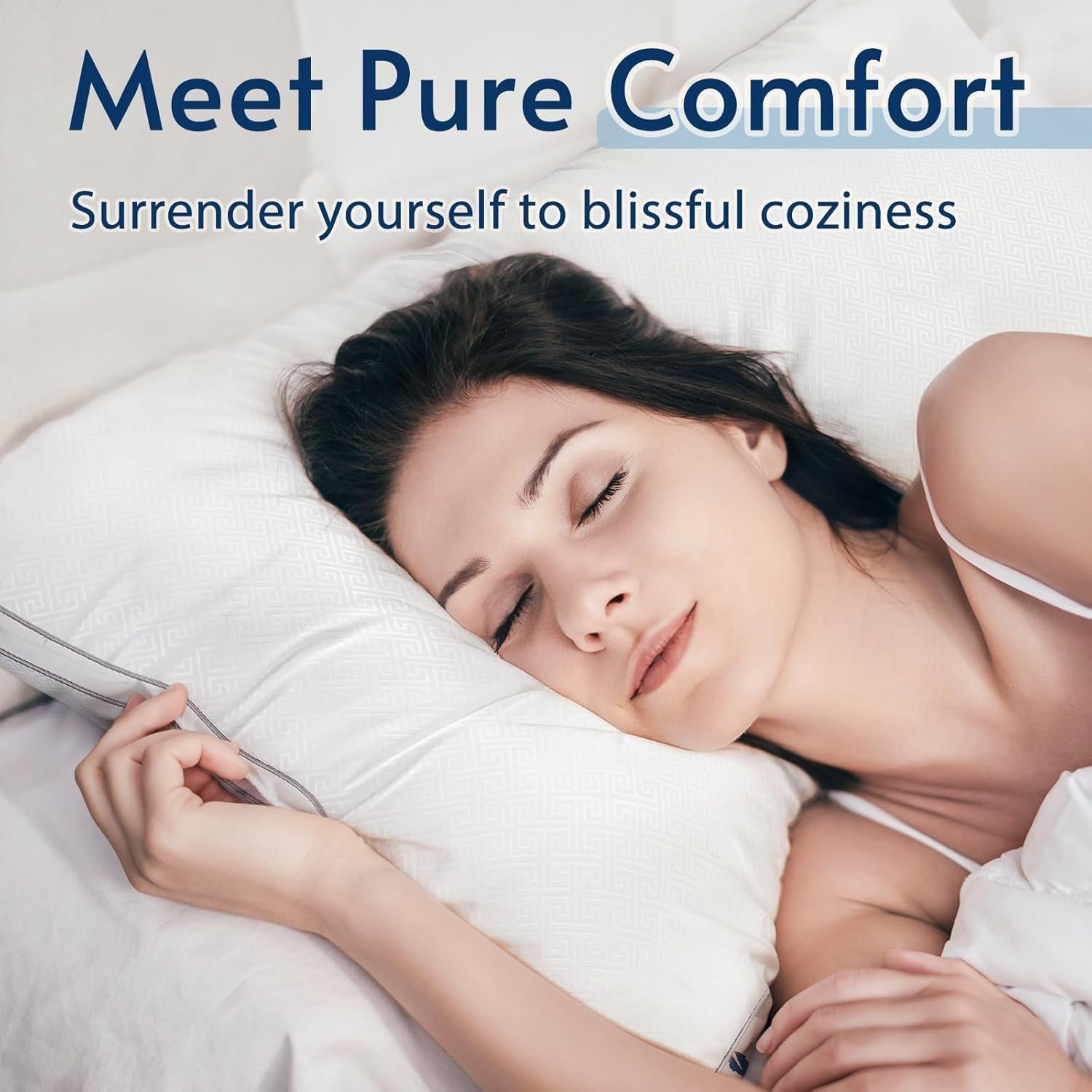 KUSTOMDECO Downproof Bedding Pillows for Sleeping Standard Size (50x70 cm), Set of 2 – Cooling Hotel Quality Gusseted Pillow for Back, Stomach & Side Sleepers - Image 2