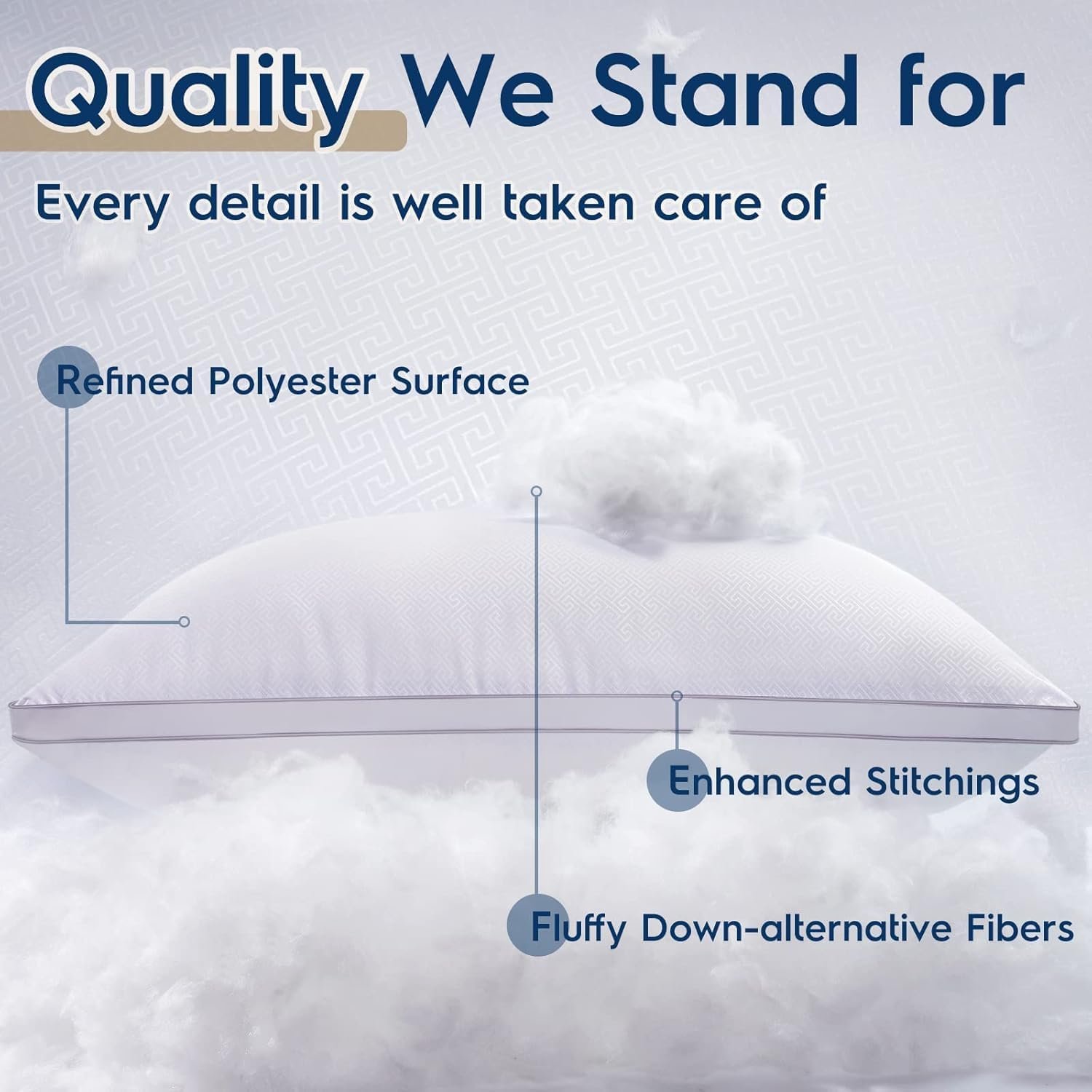 KUSTOMDECO Downproof Bedding Pillows for Sleeping Standard Size (50x70 cm), Set of 2 – Cooling Hotel Quality Gusseted Pillow for Back, Stomach & Side Sleepers - Image 5
