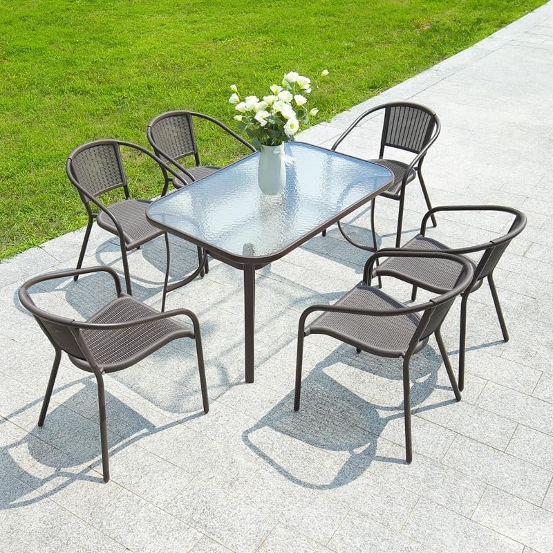 Kustom Deco 7-Piece Outdoor Bistro Set - Stylish Patio Dining Set with Chairs and Table - Image 2