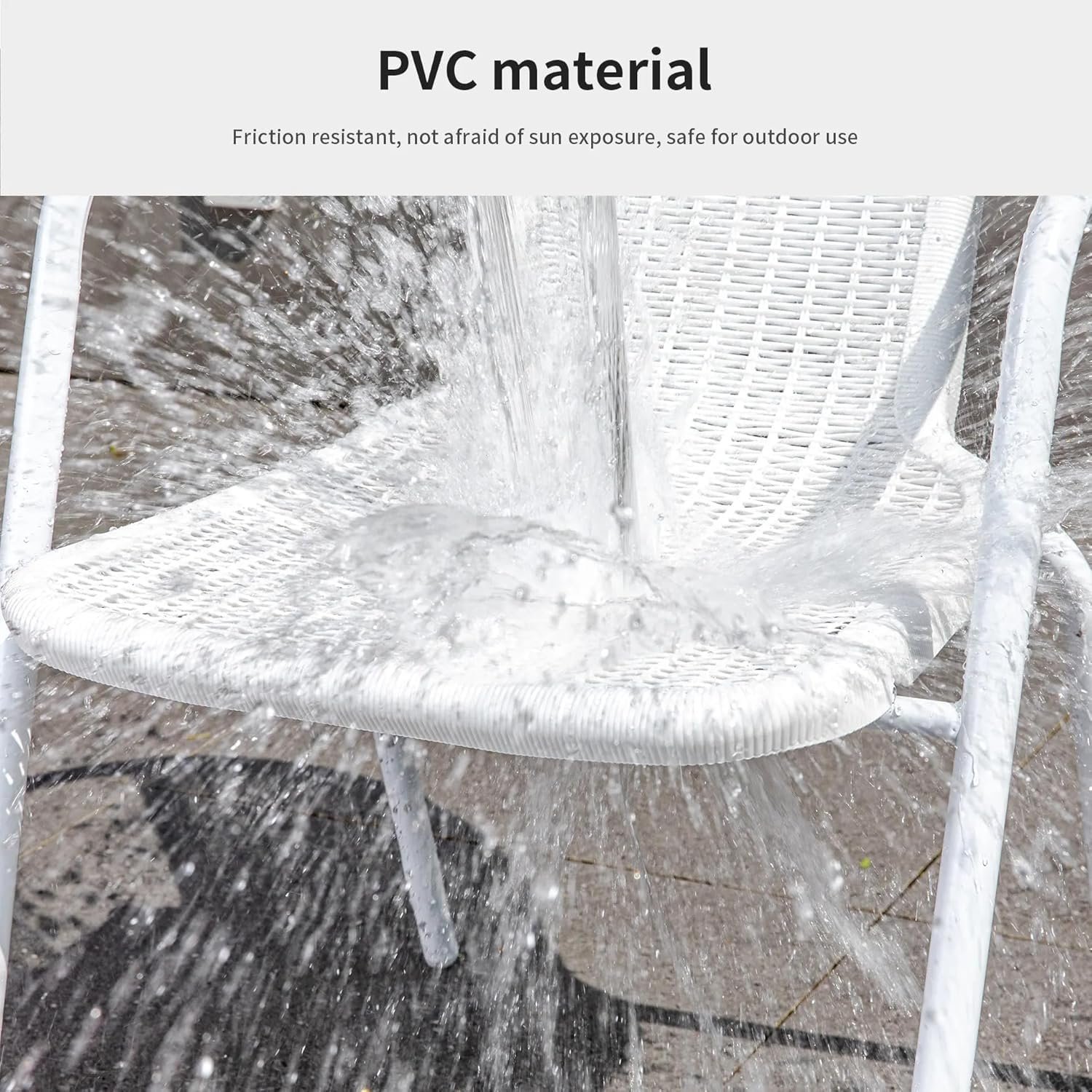 Kustom Deco 5-Piece Outdoor Bistro Set, Glass Top Round Table with 2 Black Mesh Chairs, Patio Furniture for Balcony Grey - Image 3