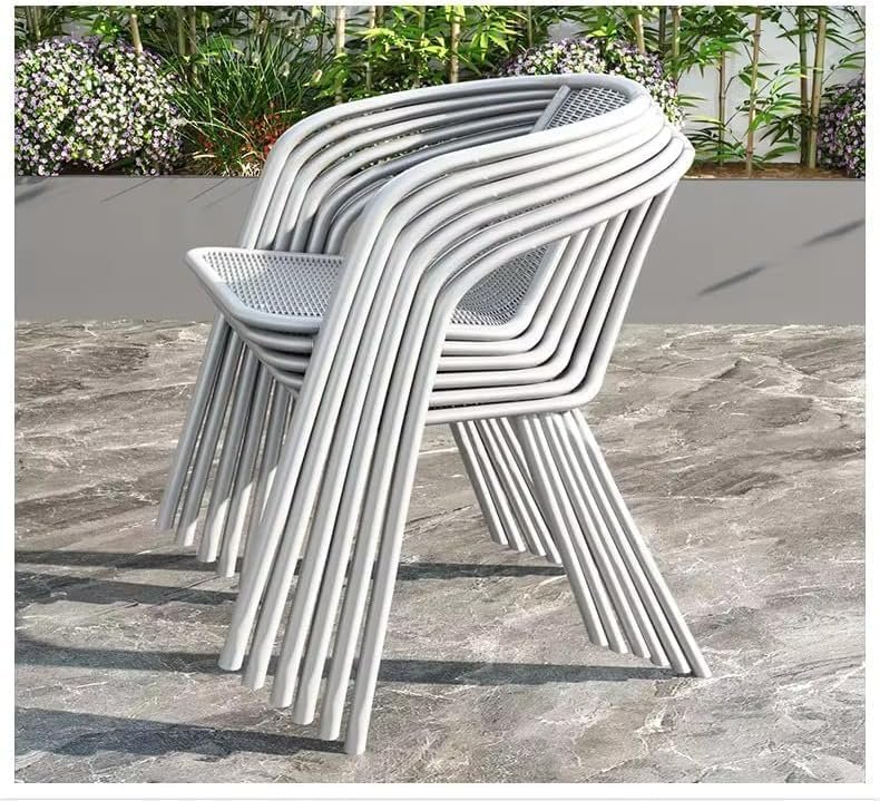 Kustom Deco 5-Piece Outdoor Bistro Set, Glass Top Round Table with 2 Black Mesh Chairs, Patio Furniture for Balcony Grey - Image 6