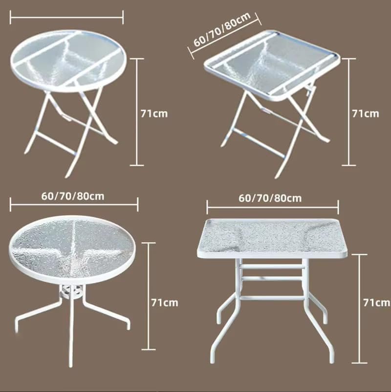 Kustom Deco 5-Piece Outdoor Bistro Set, Glass Top Round Table with 2 Black Mesh Chairs, Patio Furniture for Balcony Grey - Image 7