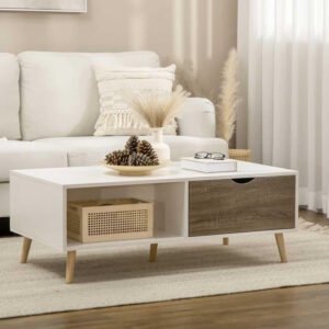 Rectangular Coffee Table With Storage - Elegant Coffee Table for Living Room, Modern Centerpiece Design