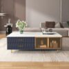 Modern Storage Coffee Table with Glass Doors - Modern Center Table, Perfect for Living Rooms