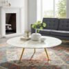 Round Artificial Marble Coffee Table - Modern Center Table, Perfect for Living Rooms