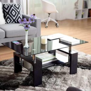 Kustom Deco Kissena 4 Legs Coffee Table - Elegant Coffee Table for Living Room, Modern Centerpiece Design