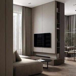 Modern TV Unit with Wardrobe - Wall-Mounted Entertainment Center - Wall-Mounted or Freestanding TV Unit with Storage, Includes Home Installation