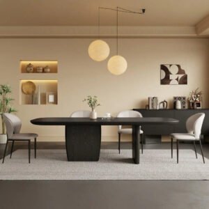 Mid Century Modern Black Dining Table - Modern Dining Table or Chair Set, Ideal for Elegant Dining Spaces