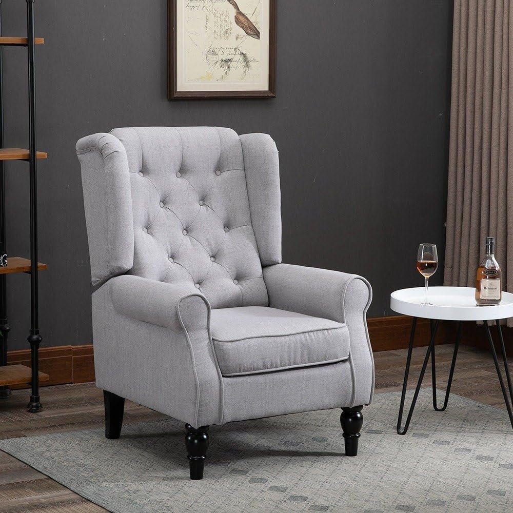 Guanta Tufted Accent Chair with Wooden Legs - Stylish Upholstered Accent Chair, Custom Design for Living Room or Office - Image 2