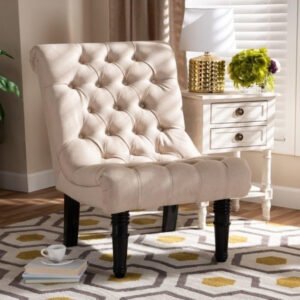 Fabric Upholstered Wood Accent Chair - Stylish Upholstered Accent Chair, Custom Design for Living Room or Office
