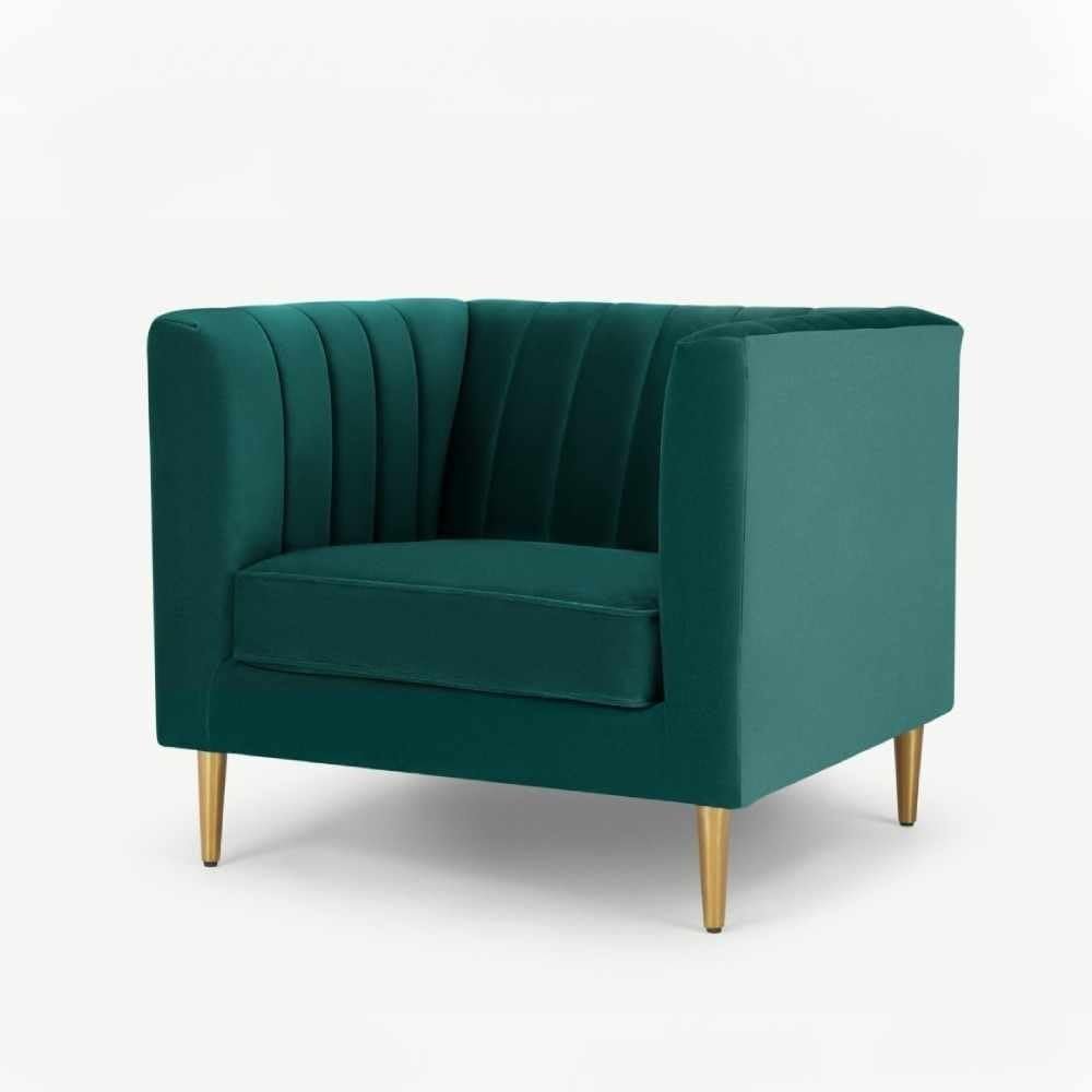 Velvet Arm Chair Amicie Channel Tufted - Stylish Upholstered Accent Chair, Custom Design for Living Room or Office - Image 5