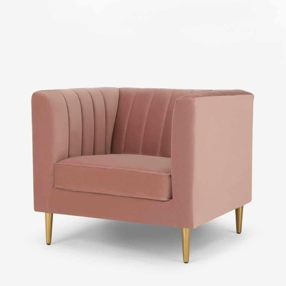 Velvet Arm Chair Amicie Channel Tufted - Stylish Upholstered Accent Chair, Custom Design for Living Room or Office - Image 6