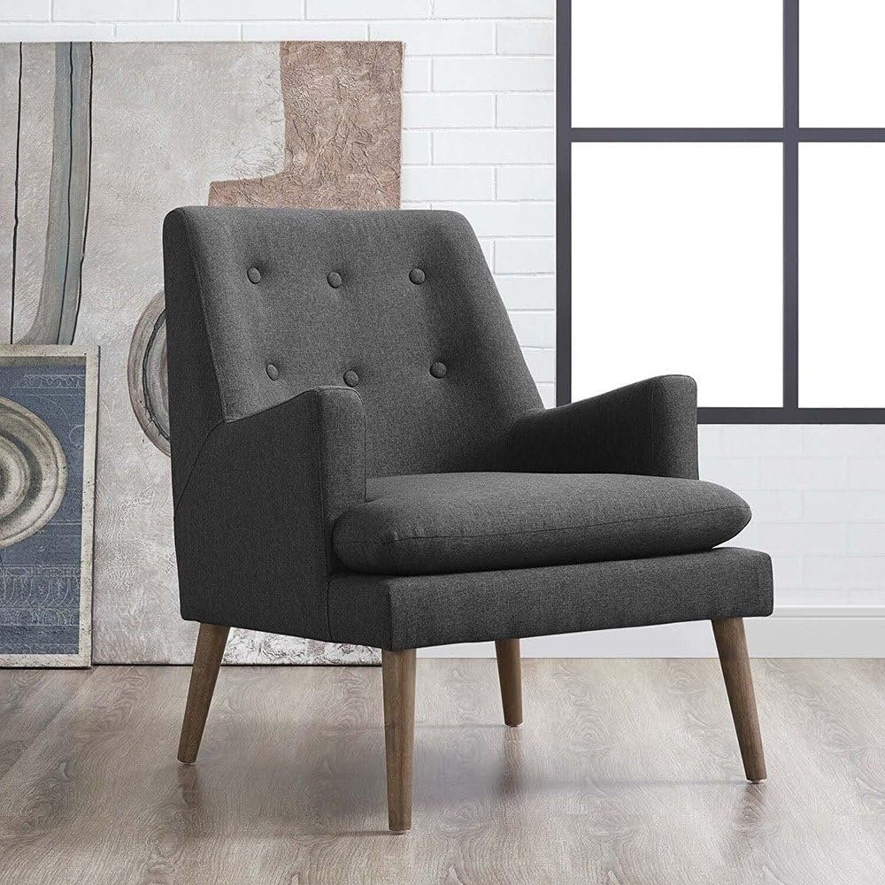 Leisure Upholstered Lounge Chair in Beige - Stylish Upholstered Accent Chair, Custom Design for Living Room or Office - Image 4