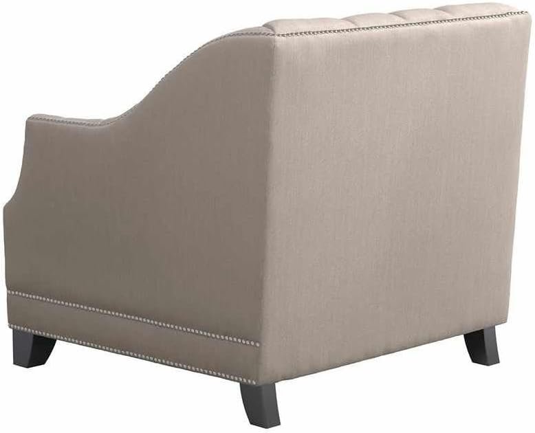 Beige polyester Button Tufted Arm Chair - Stylish Upholstered Accent Chair, Custom Design for Living Room or Office - Image 3