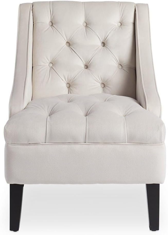Ivory Velvet Tufted Accent Chair - Stylish Upholstered Accent Chair, Custom Design for Living Room or Office - Image 3