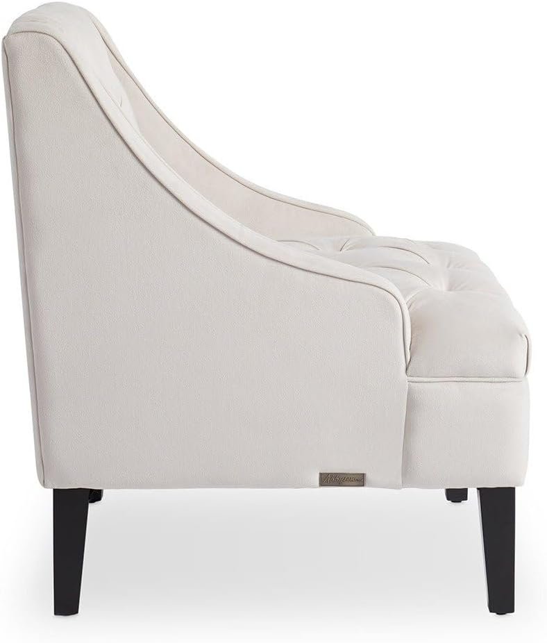 Ivory Velvet Tufted Accent Chair - Stylish Upholstered Accent Chair, Custom Design for Living Room or Office - Image 4