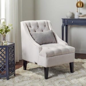 Ivory Velvet Tufted Accent Chair - Stylish Upholstered Accent Chair, Custom Design for Living Room or Office