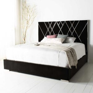 Serene Snooze French Velvet Upholstered Bed - Customizable Design for UAE Bedrooms