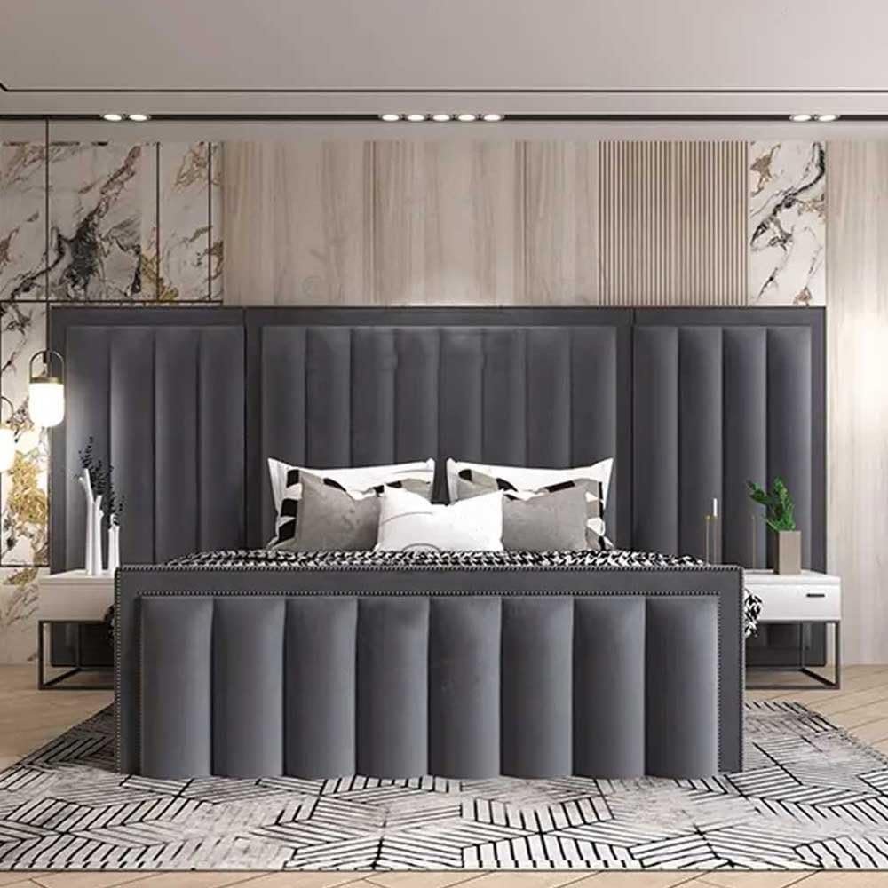 Comfort Cloud Modern Velvet Upholstered Platform Bed - Customizable Design for UAE Bedrooms - Image 2