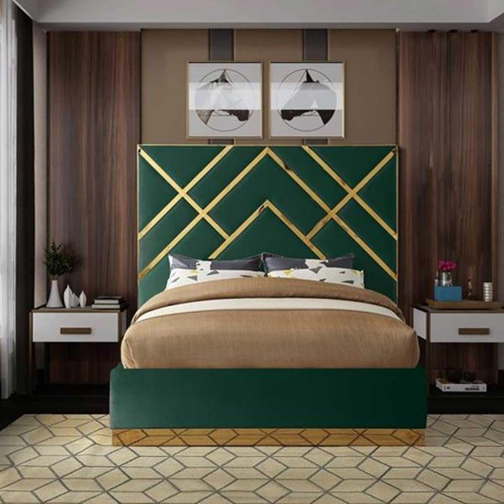 Restful Retreat Luxury Velvet Upholstered Bed - Customizable Design for UAE Bedrooms