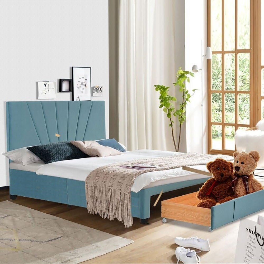 Zen Snooze Upholstered Storage Platform Bed - Customizable Design for UAE Bedrooms - Image 2