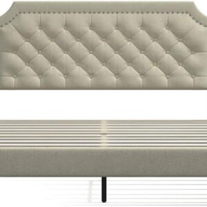 Restful Ripple Tufted Upholstered Low Profile Platform Bed - Customizable Design for UAE Bedrooms