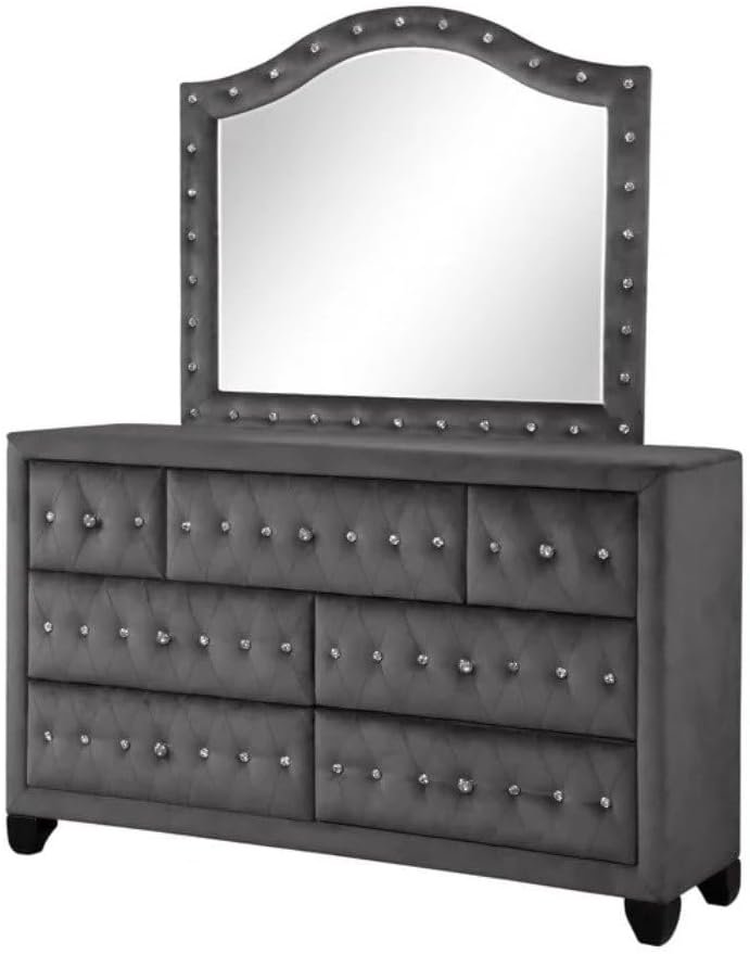 Cozy Calm 4-Pieces Upholstered Bedroom Set in Grey - Customizable Design for UAE Bedrooms - Image 2