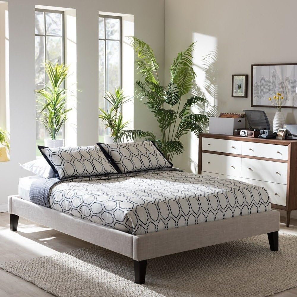 Tranquil Twist Modern Contemporary Fabric Upholstered Bed - Customizable Design for UAE Bedrooms - Image 3