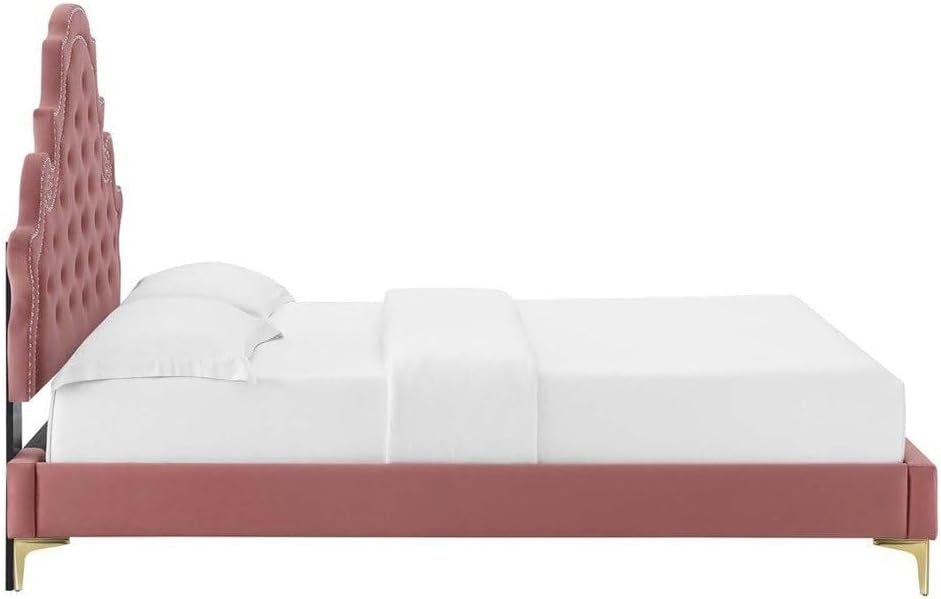 Sleepy Slope Tufted Velvet Platform Bed - Customizable Design for UAE Bedrooms - Image 6
