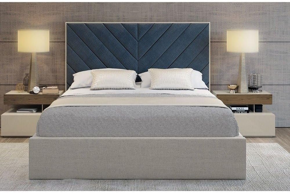 Soothe Cross Lines Tufted Headboard Bed - Customizable Design for UAE Bedrooms - Image 2