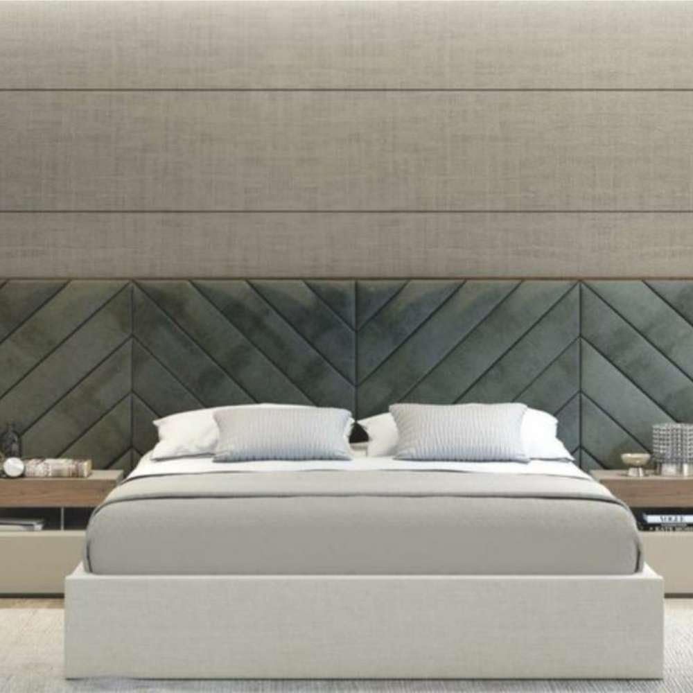 Grove Cross Lines Tufted WallPanel Headboard Bed - Customizable Design for UAE Bedrooms
