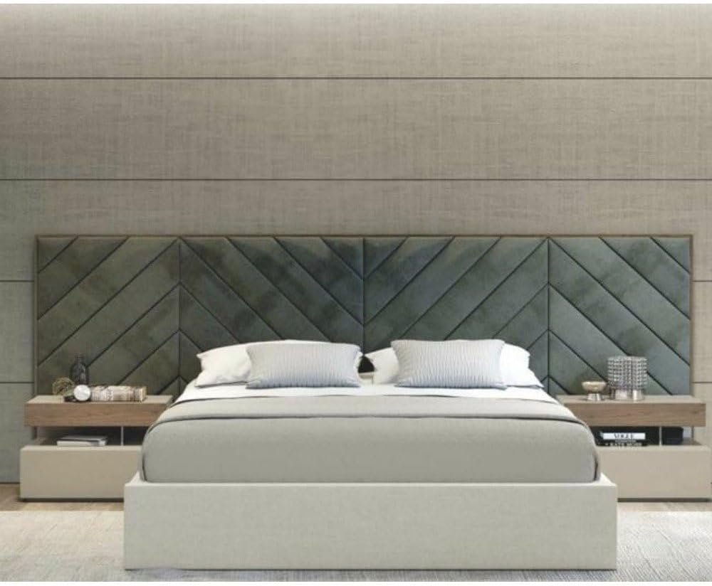 Grove Cross Lines Tufted WallPanel Headboard Bed - Customizable Design for UAE Bedrooms - Image 2