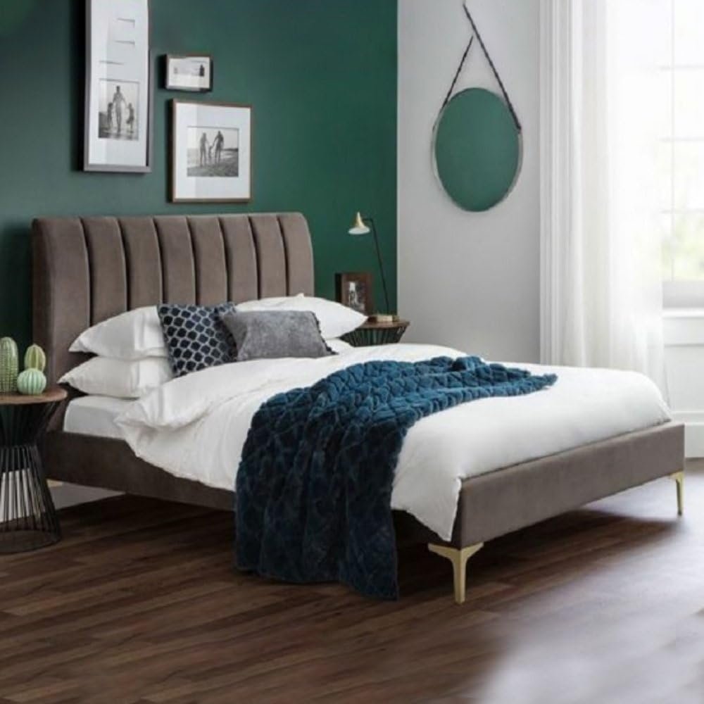 Noa Velvet Upholstered Vertical Tufted Bed - Customizable Design for UAE Bedrooms