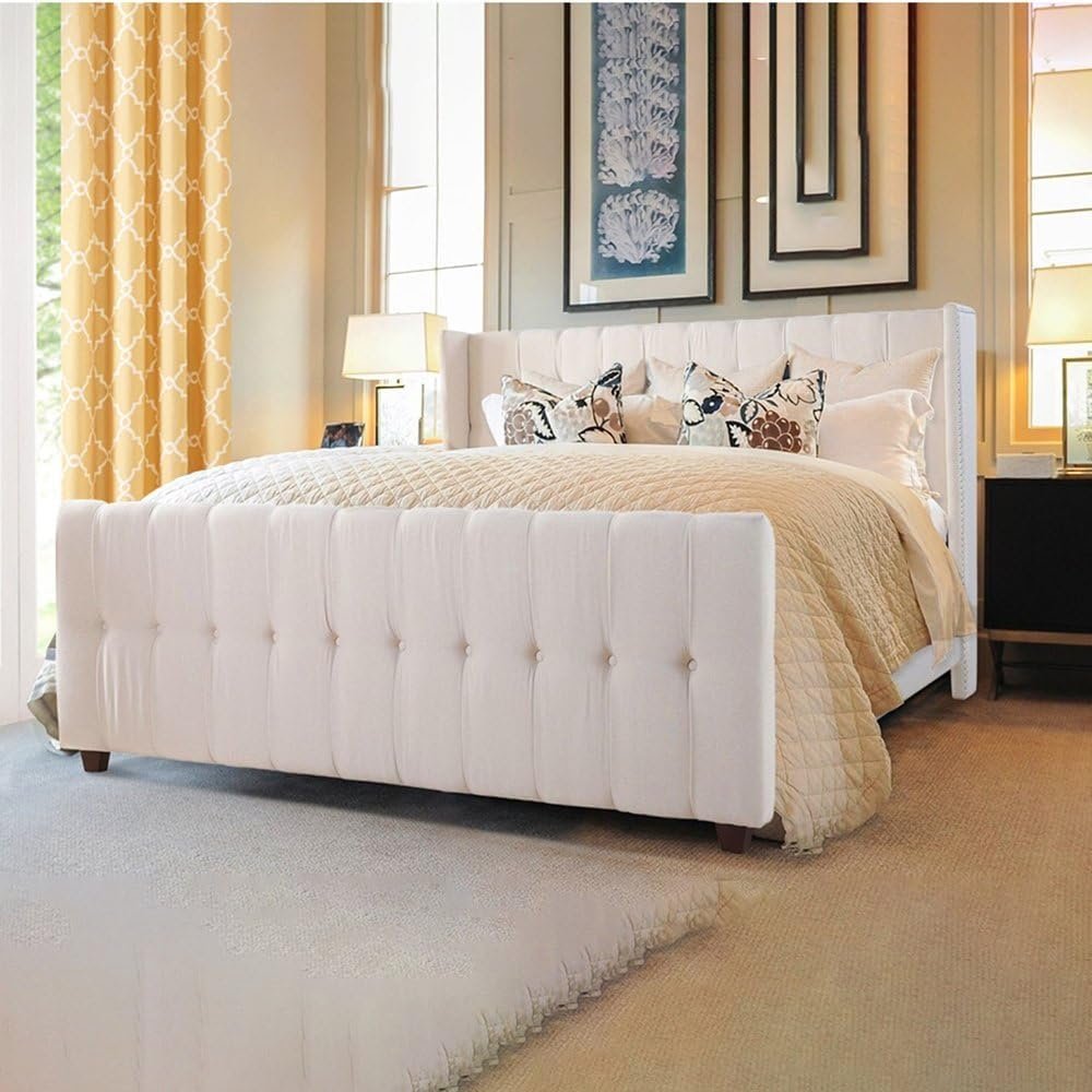Zolie Fabric Upholstered Button Tufted Bed - Customizable Design for UAE Bedrooms