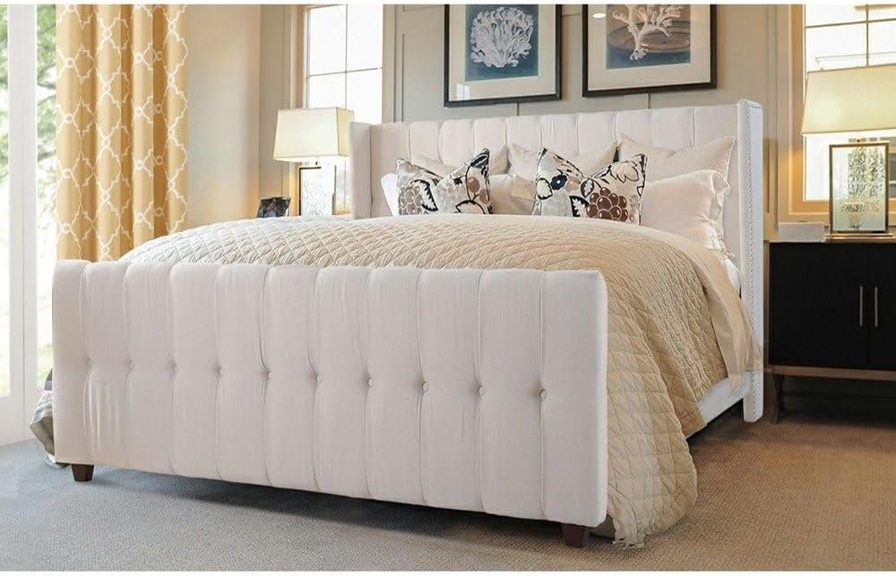 Zolie Fabric Upholstered Button Tufted Bed - Customizable Design for UAE Bedrooms - Image 2