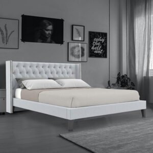 Chelsea Queen size Upholstered Bed in Light Grey Colour - Customizable Design for UAE Bedrooms