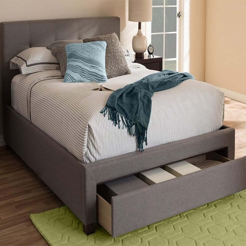 Andes Storage Fabric Bed – Beige - Customizable Design for UAE Bedrooms