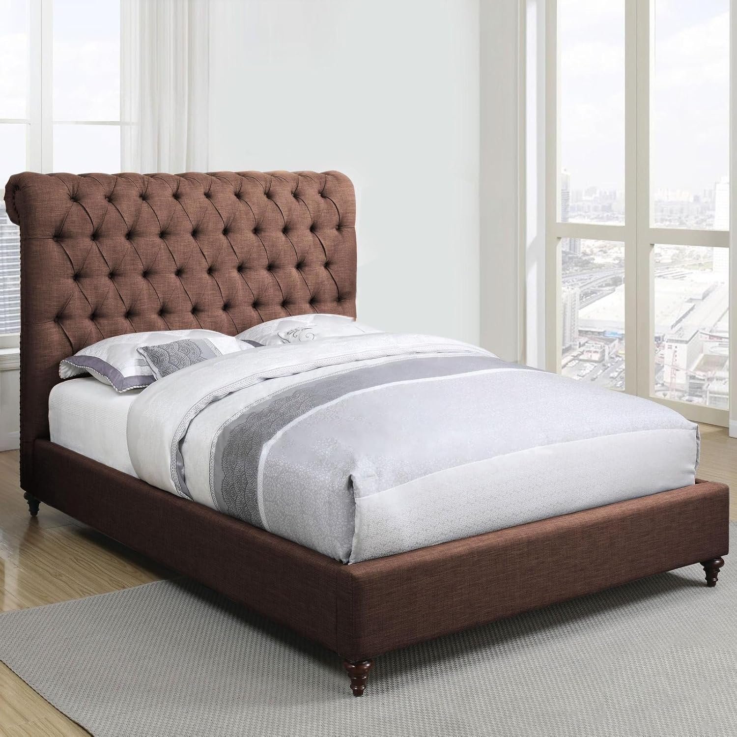 Rolled Top Upholstered Bed - Customizable Design for UAE Bedrooms - Image 2