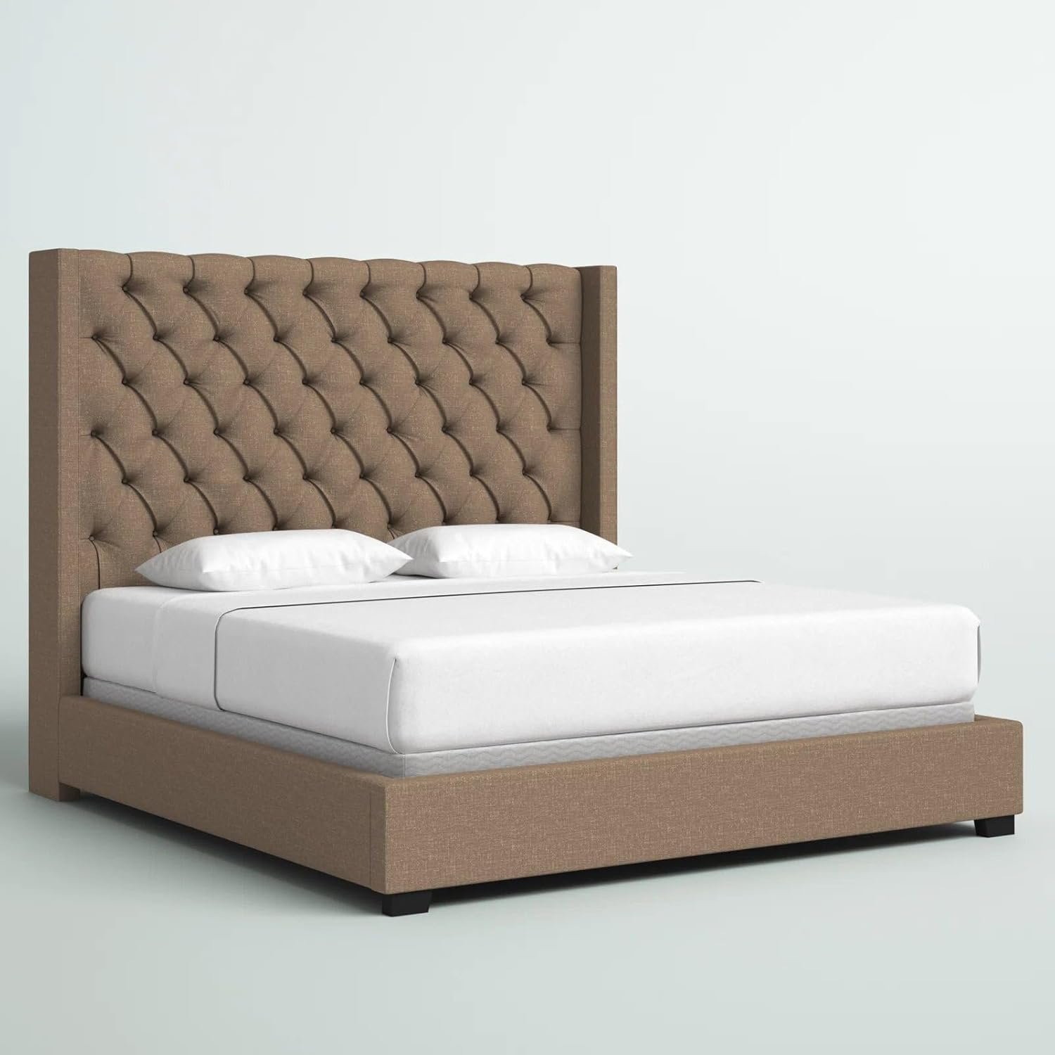 Abeyta Upholstered Wingback Linen Fabric Bed - Customizable Design for UAE Bedrooms - Image 4