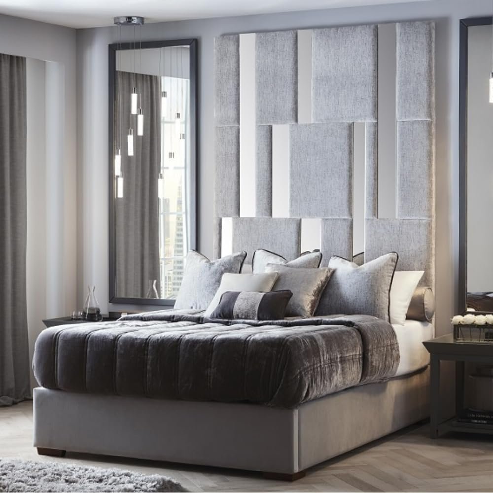 Carme Modern Wall Panel Mirror Velvet Fabric Bed - Customizable Design for UAE Bedrooms