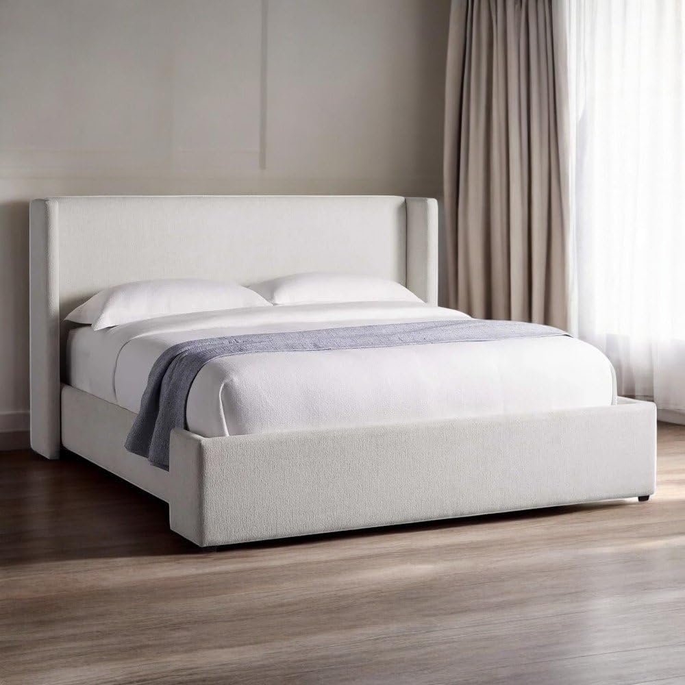 Moderno Comfy Off-White Bed - Customizable Design for UAE Bedrooms