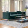 Jacqueline Velvet Square Arm 3-Seater Sofa - Custom Upholstered Sofa for Living Room, Elegant Design with Premium Comfort