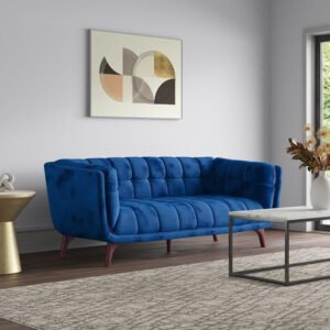 Flared Arm Tufted Velvet 3-Seater Sofa - Custom Upholstered Sofa for Living Room, Elegant Design with Premium Comfort