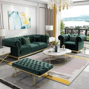 High Profile Sofa with Ottoman - Custom Upholstered Sofa for Living Room, Elegant Design with Premium Comfort