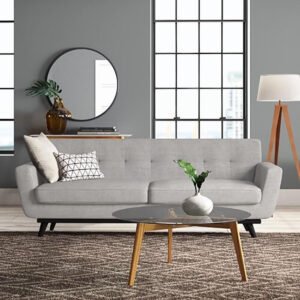 Dexter Grey Tufted 2-Seater Sofa - Custom Upholstered Sofa for Living Room, Elegant Design with Premium Comfort