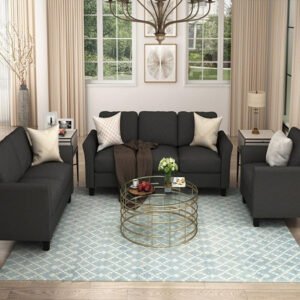 Living Room Polyester Blend 3-Pieces Sofa Set - Custom Upholstered Sofa for Living Room, Elegant Design with Premium Comfort