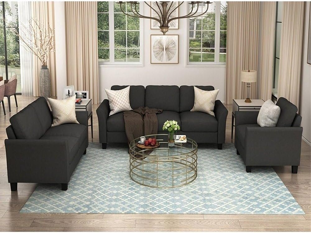 Living Room Polyester Blend 3-Pieces Sofa Set - Custom Upholstered Sofa for Living Room, Elegant Design with Premium Comfort - Image 2