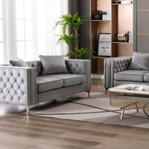 Silver Orchid Winters Velvet Loveseat - Custom Upholstered Sofa for Living Room, Elegant Design with Premium Comfort