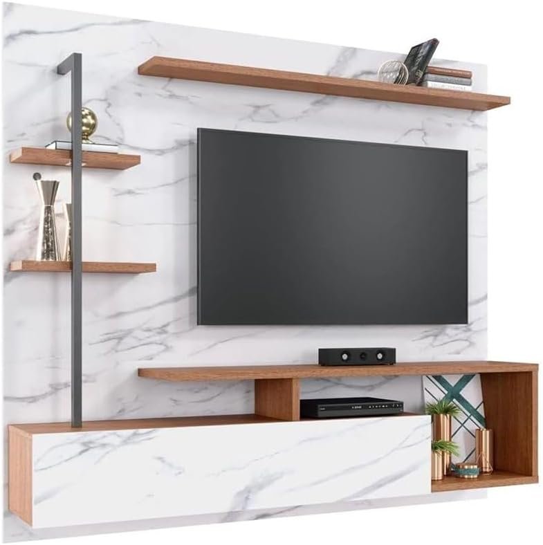 Marbled Effect Modern TV Unit - Wall-Mounted or Freestanding TV Unit with Storage, Includes Home Installation - Image 2