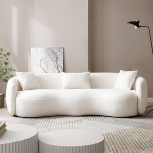 SoftCrest Fleece Fabric Overstuffed Sofa - Custom Upholstered Sofa for Living Room, Elegant Design with Premium Comfort